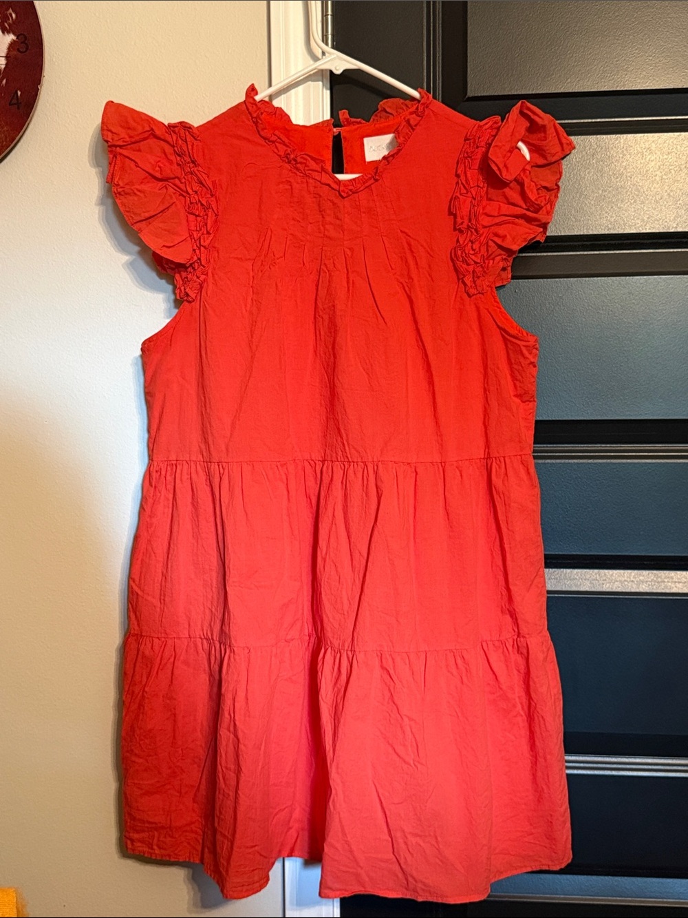 Boutique Red Ruffle Sleeve Dress